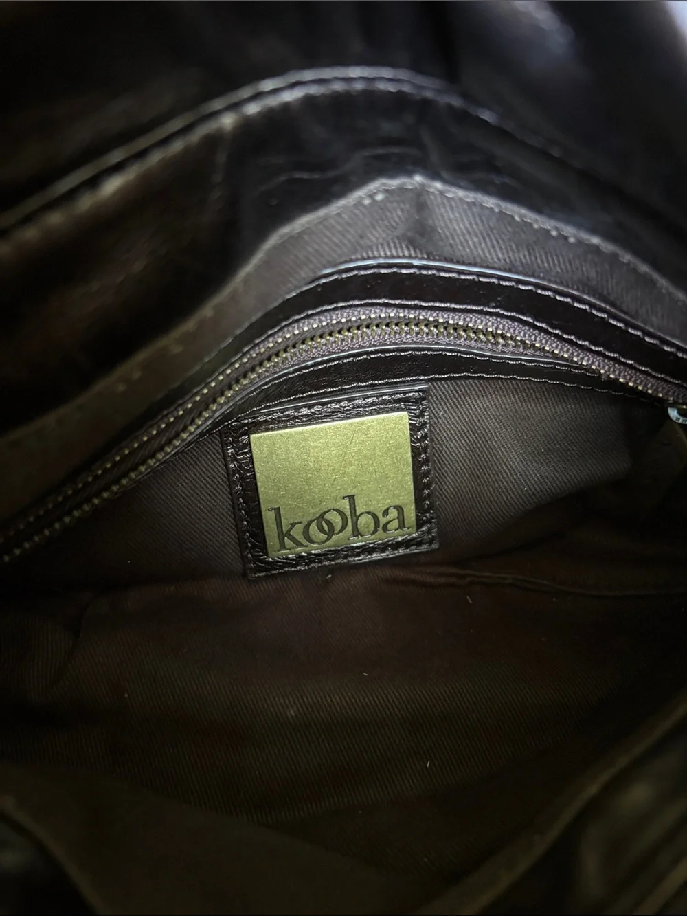 Kooba Dark Brown Leather Fold-Over Clutch with Knot Detail
